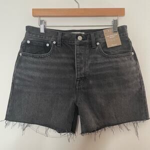 NWT Madewell The Dad Jean Short Faded Dark Gray Wash Raw Hem High Rise Size‎ 27